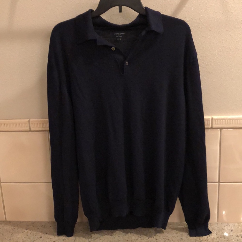 Vintage Burberry Golf merino wool polo collar knit relaxed fit pullover sweater